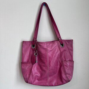 Fossil Pink Leather Hathaway Hobo Tote